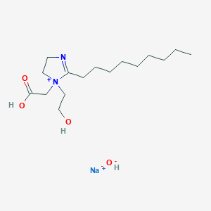 molecular formula C16H32N2NaO4+ B084526 1H-Imidazolium, 1-(carboxymethyl)-4,5-dihydro-1-(2-hydroxyethyl)-2-nonyl-, hydroxide, monosodium salt CAS No. 14350-94-8
