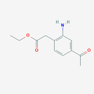 molecular formula C12H15NO3 B8452630 Ethyl2-(4-acetyl-2-aminophenyl)acetate 