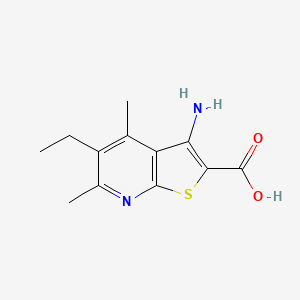molecular formula C12H14N2O2S B8452734 3-Amino-5-ethyl-4,6-dimethyl-thieno[2,3-b]pyridine-2-carboxylic acid 