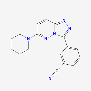 molecular formula C17H16N6 B8452760 Benzonitrile, 3-[6-(1-piperidinyl)-1,2,4-triazolo[4,3-b]pyridazin-3-yl]- CAS No. 596823-90-4