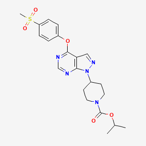molecular formula C21H25N5O5S B8452815 propan-2-yl 4-[4-(4-methylsulfonylphenoxy)pyrazolo[3,4-d]pyrimidin-1-yl]piperidine-1-carboxylate 