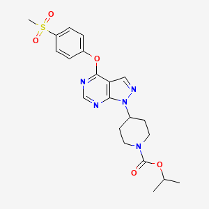 molecular formula C21H25N5O5S B8452815 4-[4-(4-Methanesulfonyl-phenoxy)-pyrazolo[3,4-d]pyrimidin-1-yl]-piperidine-1-carboxylic acid isopropyl ester 