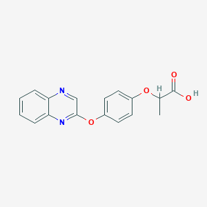 molecular formula C17H14N2O4 B8453607 2-{4-[(Quinoxalin-2-yl)oxy]phenoxy}propanoic acid CAS No. 76577-99-6