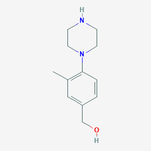 molecular formula C12H18N2O B8453648 [3-Methyl-4-(piperazin-1-yl)phenyl]methanol 
