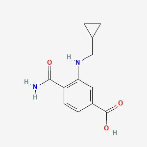 molecular formula C12H14N2O3 B8453748 4-(Aminocarbonyl)-3-[(cyclopropylmethyl)amino]benzoic acid 
