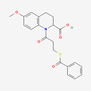 2-Quinolinecarboxylic acid,1-[3-(benzoylthio)-1-oxopropyl]-1,2,3,4-tetrahydro-6-methoxy-