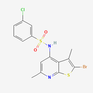 molecular formula C15H12BrClN2O2S2 B8454499 N-(2-bromo-3,6-dimethylthieno[2,3-b]pyridin-4-yl)-3-chlorobenzenesulfonamide 