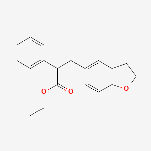 molecular formula C19H20O3 B8454625 ethyl 3-(2,3-dihydro-1-benzofuran-5-yl)-2-phenylpropanoate 