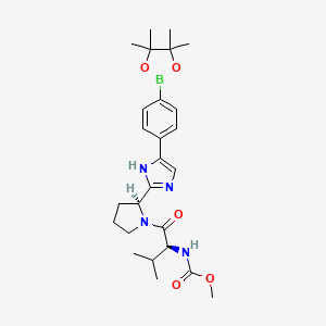 molecular formula C26H37BN4O5 B8455327 Methyl ((S)-3-methyl-1-oxo-1-((S)-2-(5-(4-(4,4,5,5-tetramethyl-1,3,2-dioxaborolan-2-yl)phenyl)-1H-imidazol-2-yl)pyrrolidin-1-yl)butan-2-yl)carbamate 