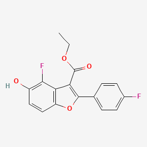molecular formula C17H12F2O4 B8455354 Ethyl 4-fluoro-2-(4-fluorophenyl)-5-hydroxybenzofuran-3-carboxylate 