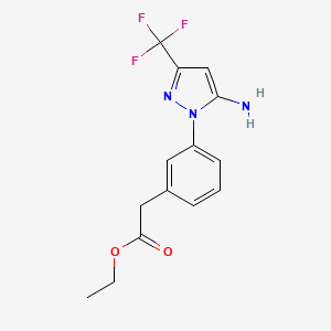 ethyl 2-(3-(5-amino-3-(trifluoromethyl)-1H-pyrazol-1-yl)phenyl)acetate