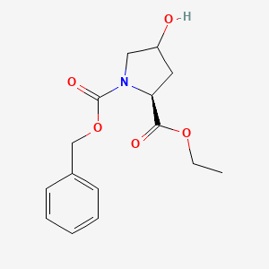 molecular formula C15H19NO5 B8455538 Ethyl (S)-1-Cbz-4-hydroxy-2-pyrrolidinecarboxylate 