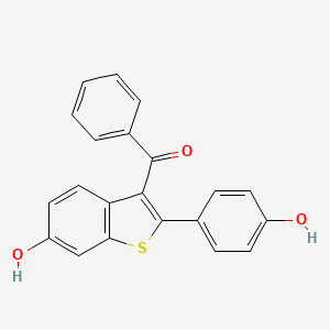 molecular formula C21H14O3S B8455543 Methanone, [6-hydroxy-2-(4-hydroxyphenyl)benzo[b]thien-3-yl]phenyl- CAS No. 63675-86-5