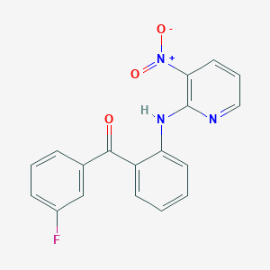 molecular formula C18H12FN3O3 B8455576 (3-Fluorophenyl){2-[(3-nitropyridin-2-yl)amino]phenyl}methanone CAS No. 89153-98-0