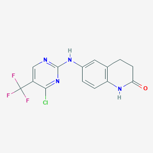 molecular formula C14H10ClF3N4O B8456068 6-((4-Chloro-5-(trifluoromethyl)pyrimidin-2-yl)amino)-3,4-dihydroquinolin-2(1H)-one 