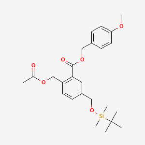molecular formula C25H34O6Si B8456237 4-Methoxybenzyl 2-(acetoxymethyl)-5-(((tert-butyldimethylsilyl)oxy)methyl)benzoate 