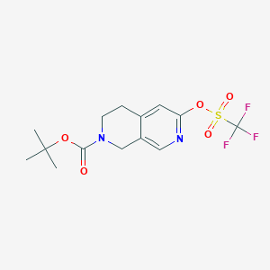 molecular formula C14H17F3N2O5S B8456347 tert-Butyl 6-{[(trifluoromethyl)sulfonyl]oxy}-3,4-dihydro-2,7-naphthyridine-2(1H)-carboxylate 