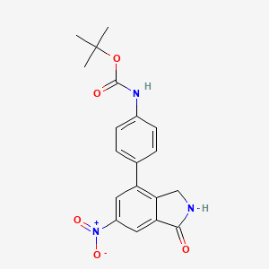 molecular formula C19H19N3O5 B8457333 Carbamic acid,[4-(2,3-dihydro-6-nitro-1-oxo-1h-isoindol-4-yl)phenyl]-,1,1-dimethylethyl ester 