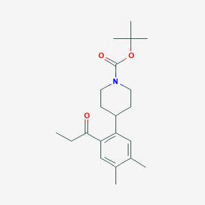 molecular formula C21H31NO3 B8458292 tert-butyl 4-(4,5-dimethyl-2-propanoylphenyl)piperidine-1-carboxylate 