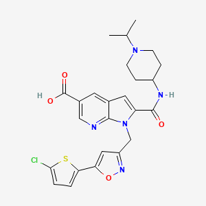 1h-Pyrrolo[2,3-b]pyridine-5-carboxylic acid,1-[[5-(5-chloro-2-thienyl)-3-isoxazolyl]methyl]-2-[[[1-(1-methylethyl)-4-piperidinyl]amino]carbonyl]-