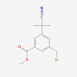 molecular formula C13H14BrNO2 B8458894 Methyl 3-(bromomethyl)-5-(2-cyanopropan-2-yl)benzoate 