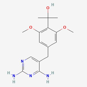 molecular formula C16H22N4O3 B8459097 Benzyl alcohol, 4-(2,4-diamino-5-pyrimidinylmethyl)-2,6-dimethoxy-alpha,alpha-dimethyl- CAS No. 55687-91-7