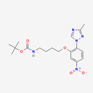molecular formula C18H25N5O5 B8459259 tert-butyl N-[4-[2-(3-methyl-1,2,4-triazol-1-yl)-5-nitrophenoxy]butyl]carbamate 