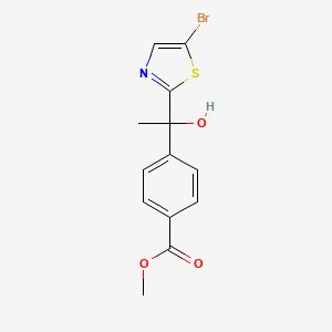 molecular formula C13H12BrNO3S B8460440 Methyl 4-(1-(5-bromothiazol-2-yl)-1-hydroxyethyl)benzoate 