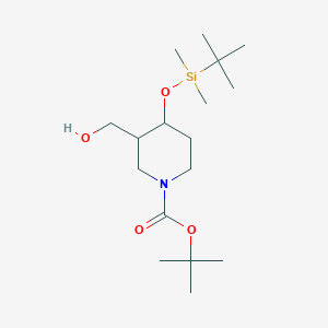 molecular formula C17H35NO4Si B8460572 Tert-butyl 4-[tert-butyl(dimethyl)silyl]oxy-3-(hydroxymethyl)piperidine-1-carboxylate 