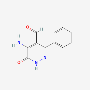 molecular formula C11H9N3O2 B8461659 5-Amino-6-oxo-3-phenyl-1,6-dihydropyridazine-4-carbaldehyde 