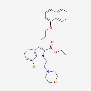 molecular formula C30H33BrN2O4 B8461711 Ethyl 7-bromo-1-(2-morpholinoethyl)-3-(3-(naphthalen-1-yloxy)propyl)-1h-indole-2-carboxylate 