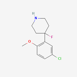 molecular formula C12H15ClFNO B8461769 4-(5-Chloro-2-methoxyphenyl)-4-fluoropiperidine 
