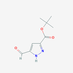 molecular formula C9H12N2O3 B8462096 tert-butyl 5-formyl-1H-pyrazole-3-carboxylate 