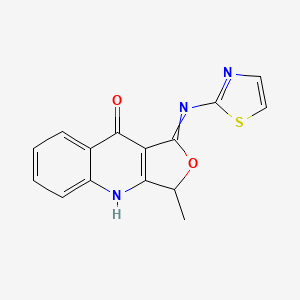 1,3-Dihydro-3-methyl-1-(2-thiazolylimino)-furo[3,4-b]quinoline-9-ol