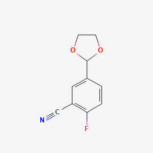 molecular formula C10H8FNO2 B8462654 5-(1,3-Dioxolan-2-yl)-2-fluorobenzonitrile 