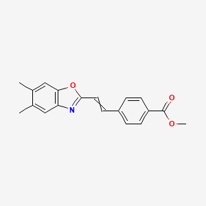 molecular formula C19H17NO3 B8462693 Benzoic acid, 4-[2-(5,6-dimethyl-2-benzoxazolyl)ethenyl]-, methyl ester 