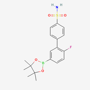 molecular formula C18H21BFNO4S B8462853 2'-Fluoro-5'-(4,4,5,5-tetramethyl-1,3,2-dioxaborolan-2-yl)biphenyl-4-sulfonamide 