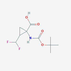 molecular formula C10H15F2NO4 B8462858 1-(Tert-butoxycarbonylamino)-2-(difluoromethyl)cyclopropanecarboxylic acid 