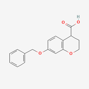 molecular formula C17H16O4 B8463045 2h-1-Benzopyran-4-carboxylic acid,3,4-dihydro-7-(phenylmethoxy)- 
