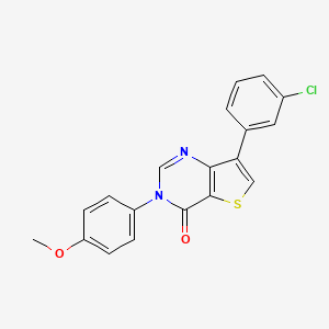 molecular formula C19H13ClN2O2S B8463118 7-(3-Chlorophenyl)-3-(4-methoxyphenyl)thieno[3,2-d]pyrimidin-4(3H)-one 