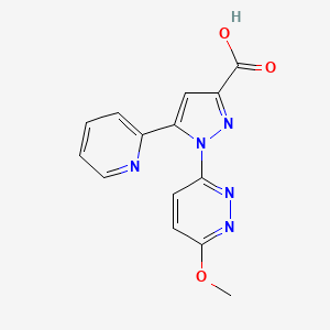 molecular formula C14H11N5O3 B8463203 1-(6-methoxypyridazin-3-yl)-5-pyridin-2-ylpyrazole-3-carboxylic acid 