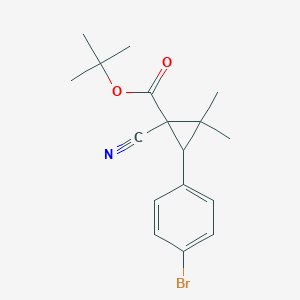 molecular formula C17H20BrNO2 B8463556 tert-butyl 3-(4-bromophenyl)-1-cyano-2,2-dimethylcyclopropane-1-carboxylate 