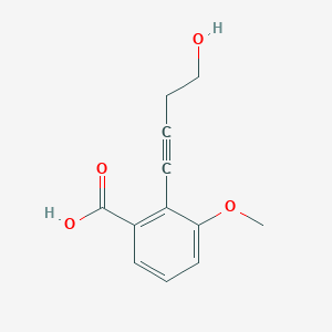 molecular formula C12H12O4 B8463563 2-(4-Hydroxybut-1-ynyl)-3-methoxybenzoic acid 