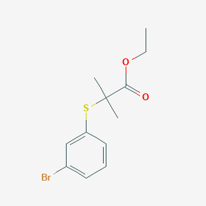 molecular formula C12H15BrO2S B8463564 Ethyl 2-(3-bromo-phenylsulfanyl)-2-methyl-propionate 