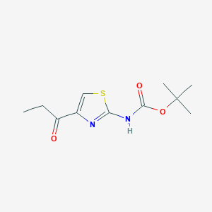molecular formula C11H16N2O3S B8463711 tert-butyl N-(4-propanoyl-1,3-thiazol-2-yl)carbamate 