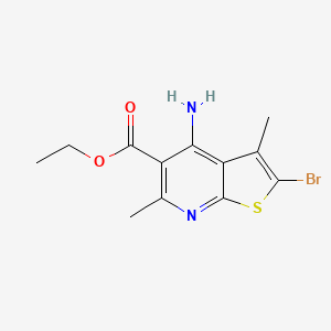 molecular formula C12H13BrN2O2S B8463764 Ethyl 4-amino-2-bromo-3,6-dimethylthieno[2,3-b]pyridine-5-carboxylate 