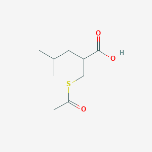 molecular formula C9H16O3S B8463768 2-[(Acetylthio)methyl]-4-methylpentanoic acid 