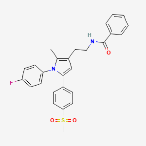 molecular formula C27H25FN2O3S B8464069 N-[2-[1-(4-fluorophenyl)-2-methyl-5-(4-methylsulfonylphenyl)pyrrol-3-yl]ethyl]benzamide 