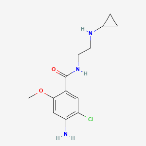 molecular formula C13H18ClN3O2 B8464557 Benzamide, 4-amino-5-chloro-N-(2-(cyclopropylamino)ethyl)-2-methoxy- CAS No. 126105-15-5