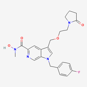 molecular formula C23H25FN4O4 B8464667 1h-Pyrrolo[2,3-c]pyridine-5-carboxamide,1-[(4-fluorophenyl)methyl]-n-hydroxy-n-methyl-3-[[2-(2-oxo-1-pyrrolidinyl)ethoxy]methyl]- 
